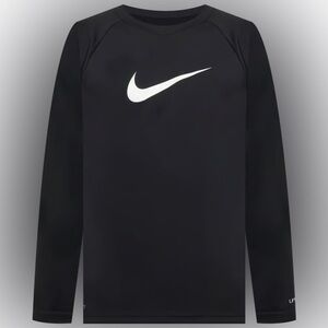 Nike Women’s Black Long-Sleeve Running T-shirt with White Swoosh